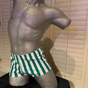 Trim Boxer Cut- Green & White Stripes E049